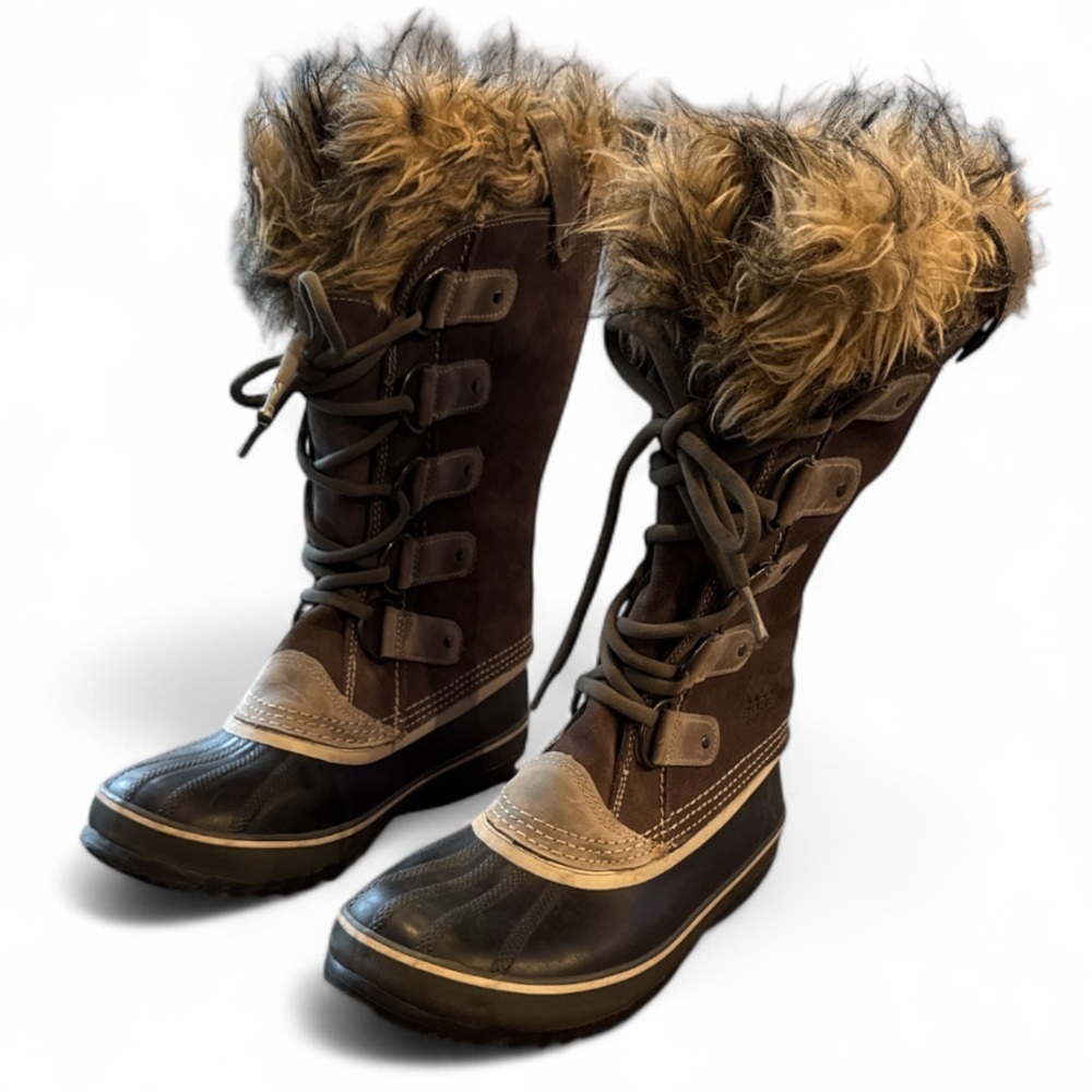 Sorrel Joan of Arc Artic Grey Suede Faux Fur Tim Waterproof Winter Boots Size 9 - Picture 2 of 14